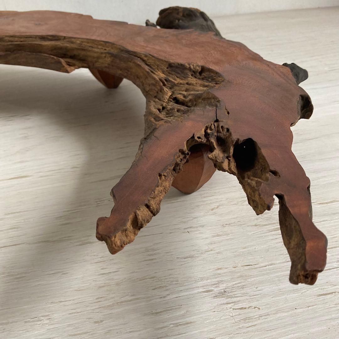 古い木製 展示台 花台 ローテーブル 欅一枚板 耳付き