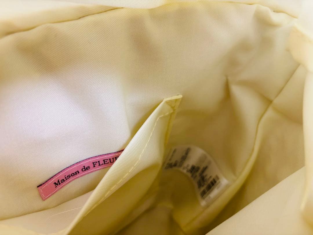 Maison de FLEUR パールハンドルメイズリボンカゴバッグ　アイボリー