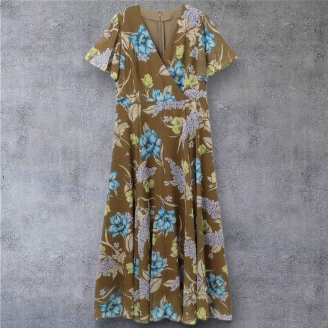 グレースコンチネンタル ミモザプリント　ワンピース　シフォンワンピース　36