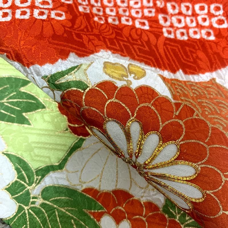 510aj16,帯揚げ,帯締め,しごき□女児 着物&袋帯 絞染め□状態良好