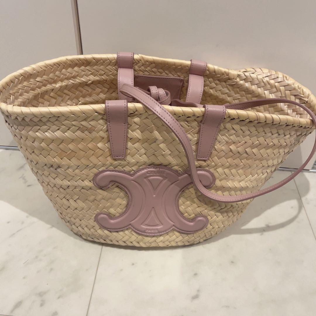 CELINE セリーヌ ティーン トリオンフ パニエ ラフィア＆カーフスキン