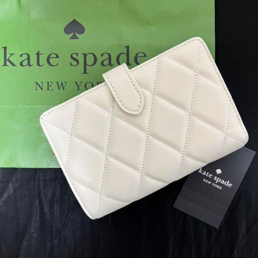 Kate spade キルティング 財布 2つ折り ホワイト レディース