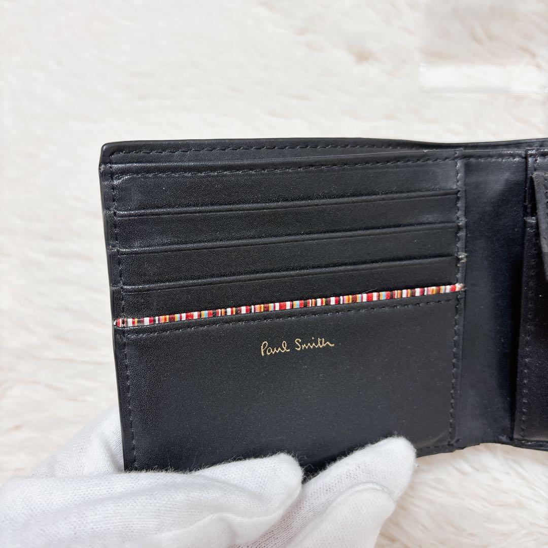 美品✨ポールスミス マーケトリーブライトストライプ ラビット 二つ折り財布