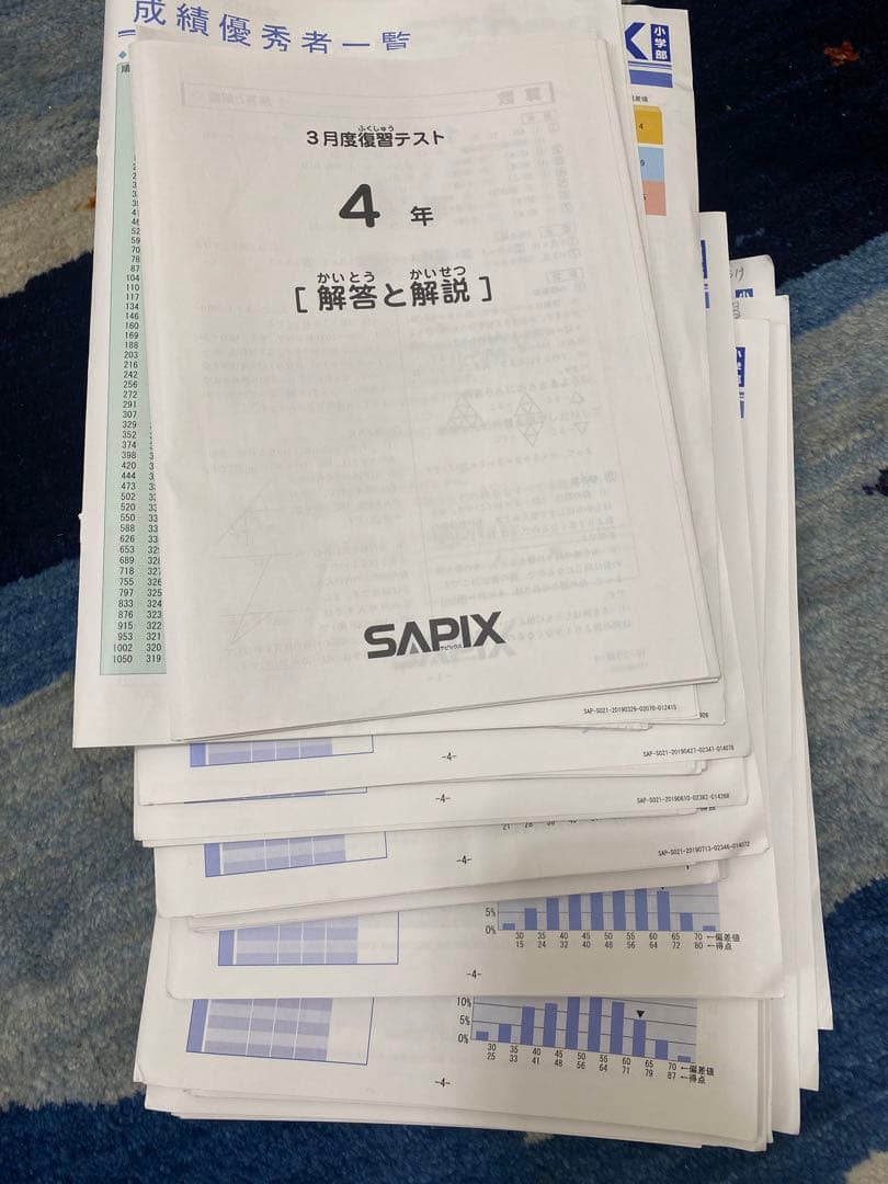 サピックス  SAPIX 4年　テスト一式　成績優秀者一覧付き