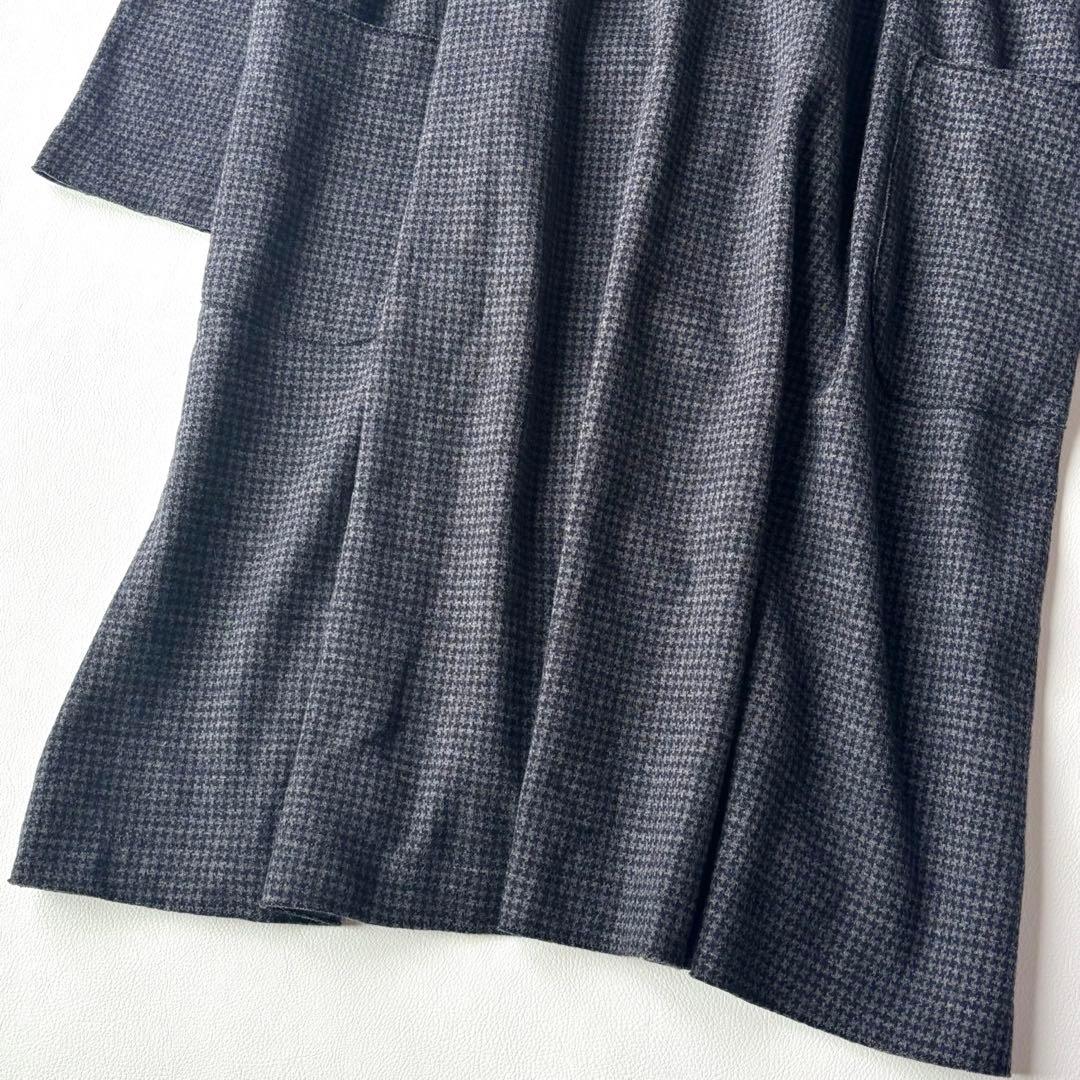 45R ウール100 千鳥格子　ワンピース　ワイドシルエット　R刺繍