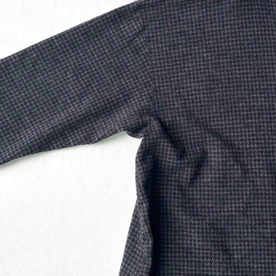 45R ウール100 千鳥格子　ワンピース　ワイドシルエット　R刺繍