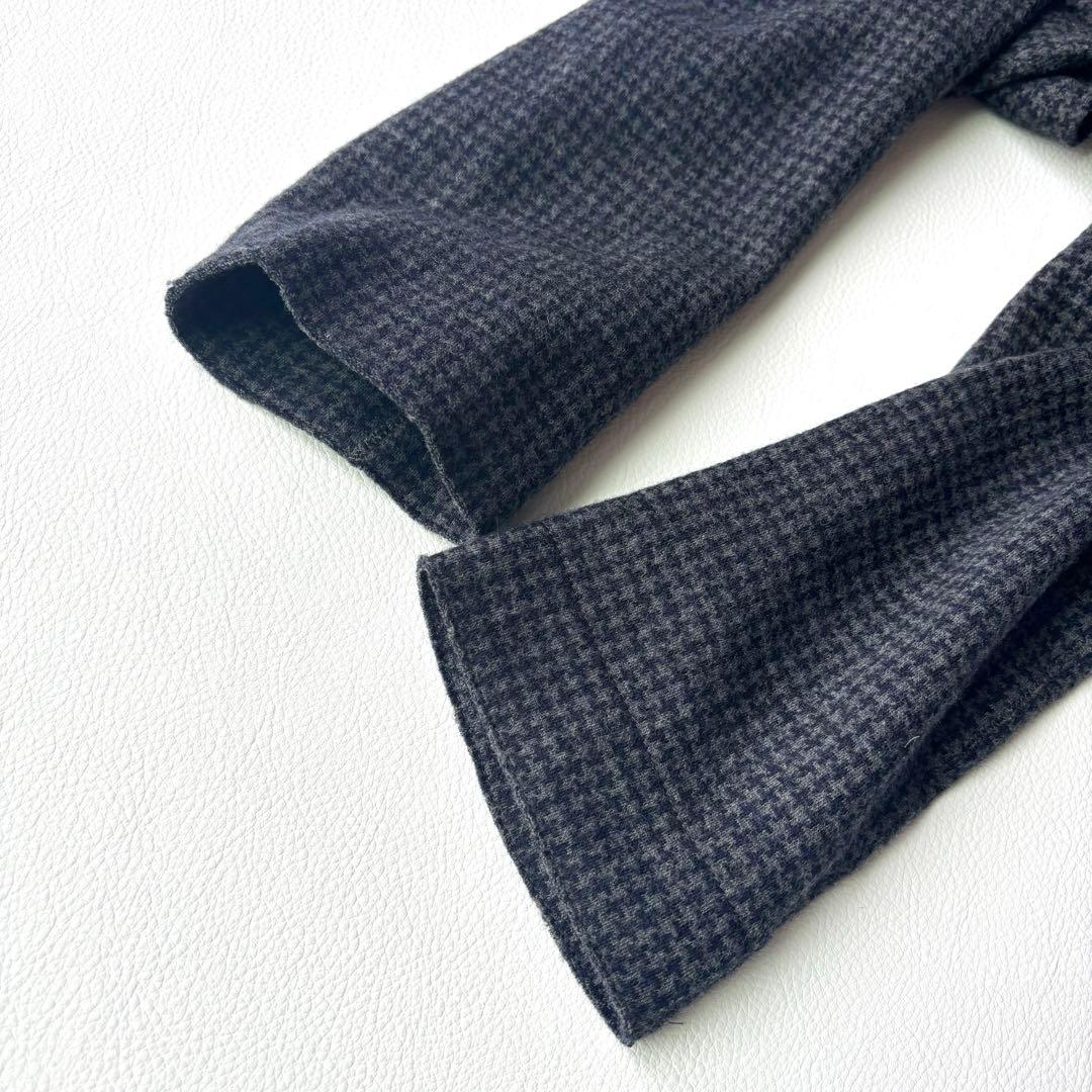 45R ウール100 千鳥格子　ワンピース　ワイドシルエット　R刺繍