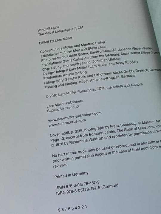 絶版Windfall Light Visual Language of ECM