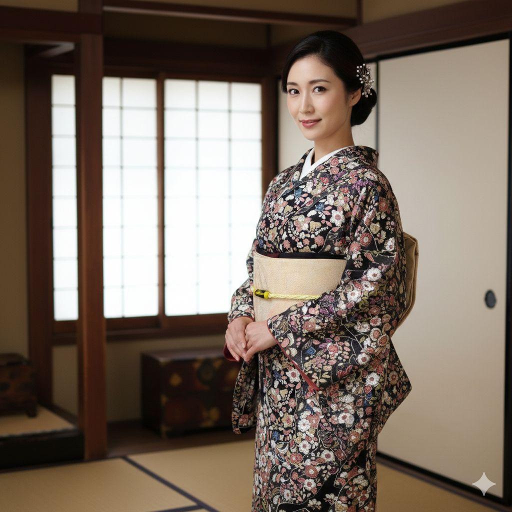 着物セットトールサイズ 正絹 辻ヶ花 小紋 花