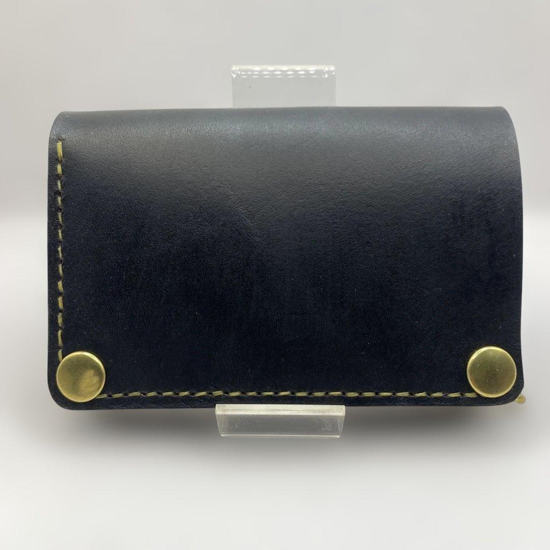 無骨 丘染めブラック ミドルトラッカーウォレット マチ/小判かん BMT0528