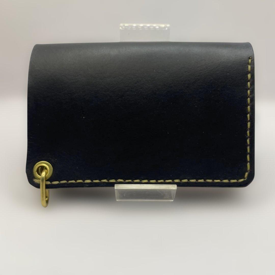 無骨 丘染めブラック ミドルトラッカーウォレット マチ/小判かん BMT0528