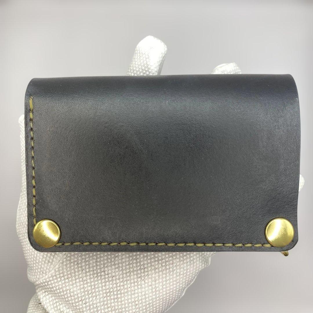 無骨 丘染めブラック ミドルトラッカーウォレット マチ/小判かん BMT0528