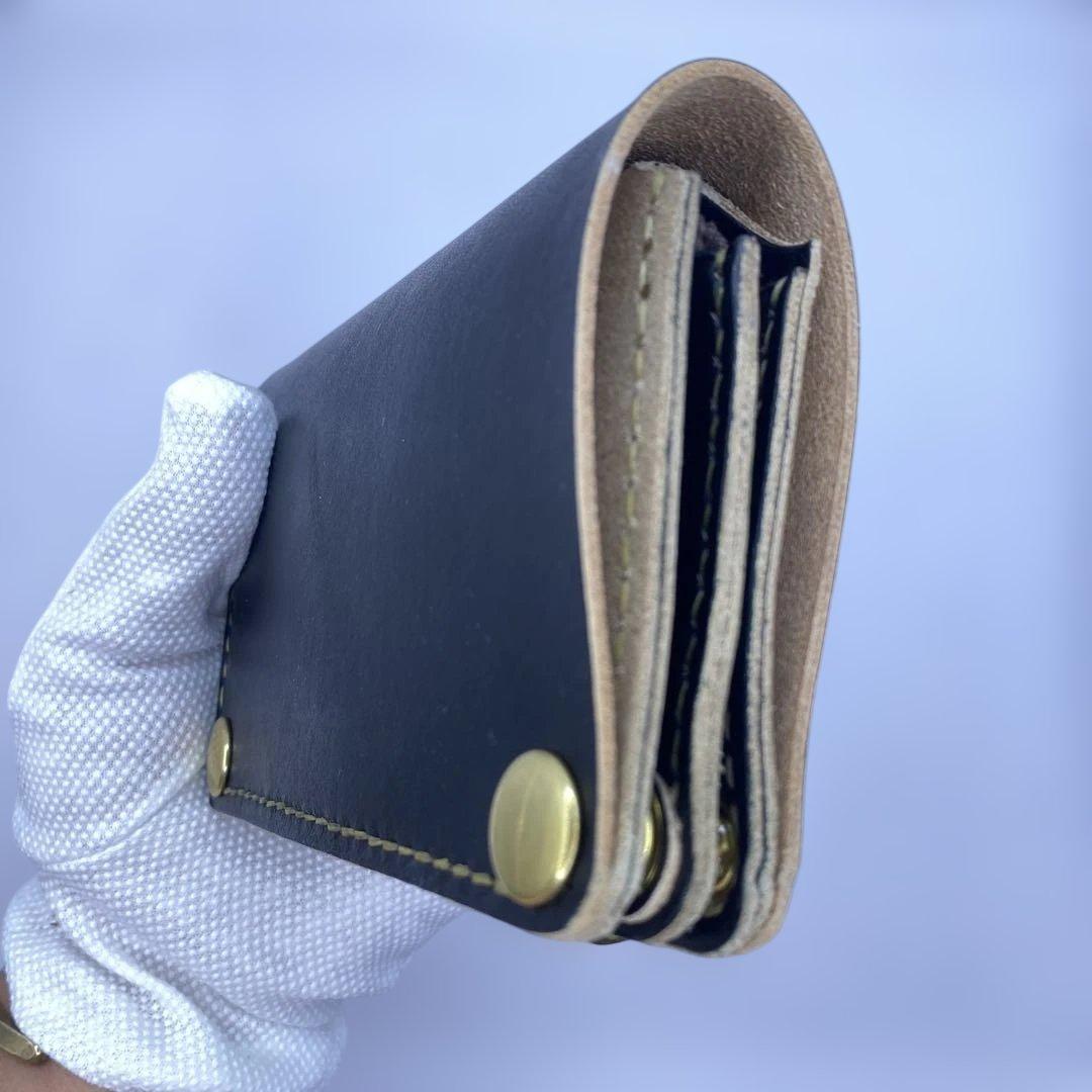 無骨 丘染めブラック ミドルトラッカーウォレット マチ/小判かん BMT0528