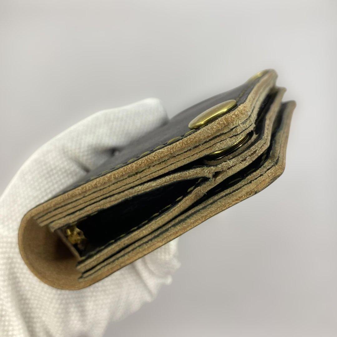 無骨 丘染めブラック ミドルトラッカーウォレット マチ/小判かん BMT0528