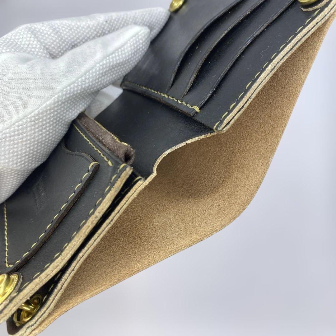 無骨 丘染めブラック ミドルトラッカーウォレット マチ/小判かん BMT0528