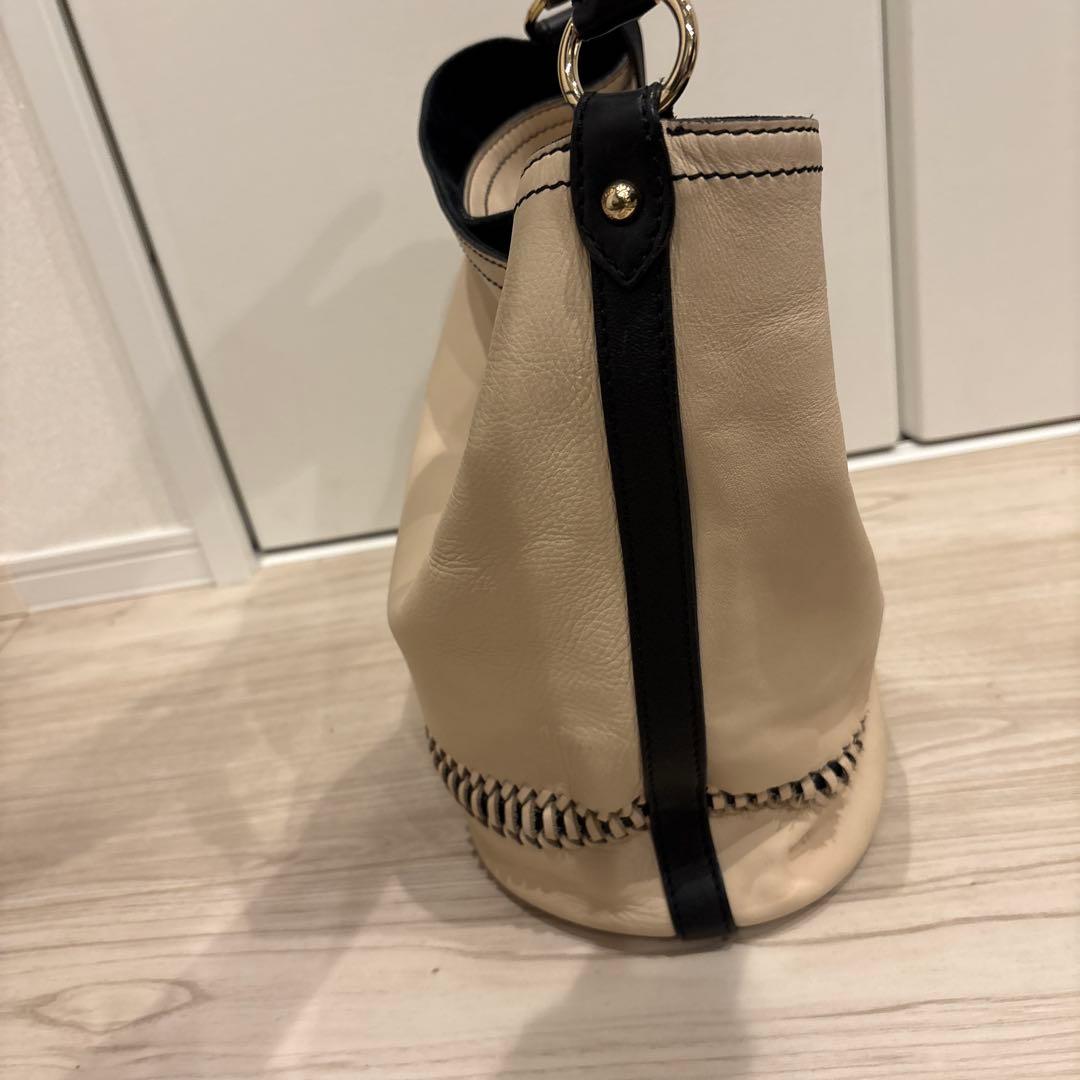 美品MaxMara マックスマーラクリーム色 アイボリーレザー ショルダーバッグ