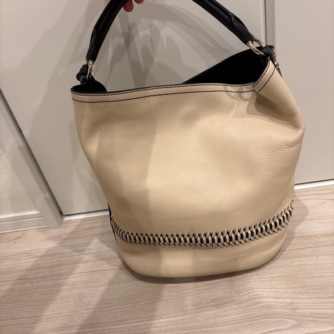 美品MaxMara マックスマーラクリーム色 アイボリーレザー ショルダーバッグ