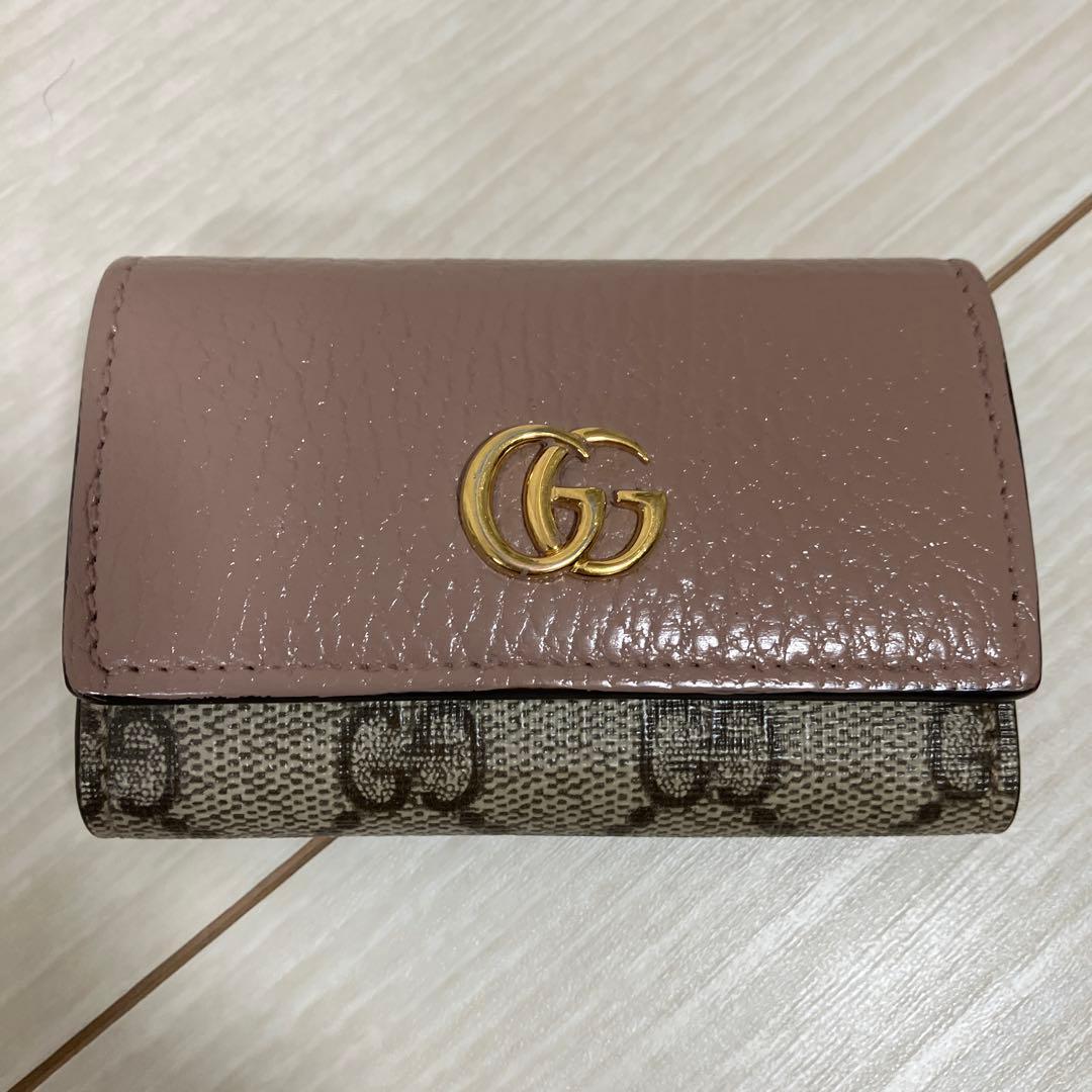 GG ピンク ベージュレザーキーケース