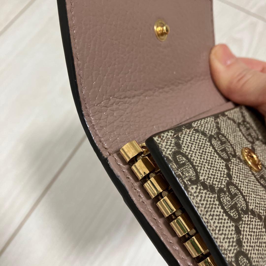 GG ピンク ベージュレザーキーケース