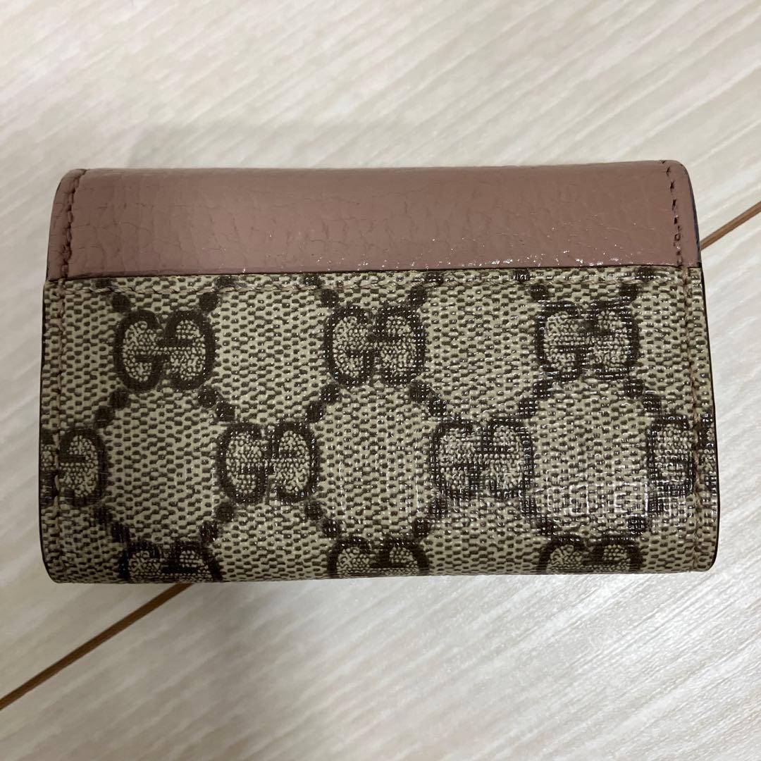 GG ピンク ベージュレザーキーケース