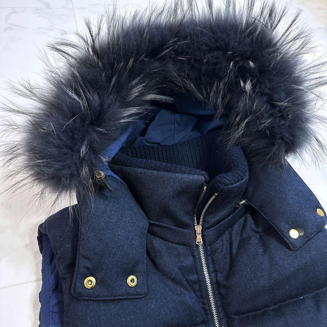 タトラス　ダウン　ベスト　LUSERA　02ネイビー　リアルファーフード　ウール