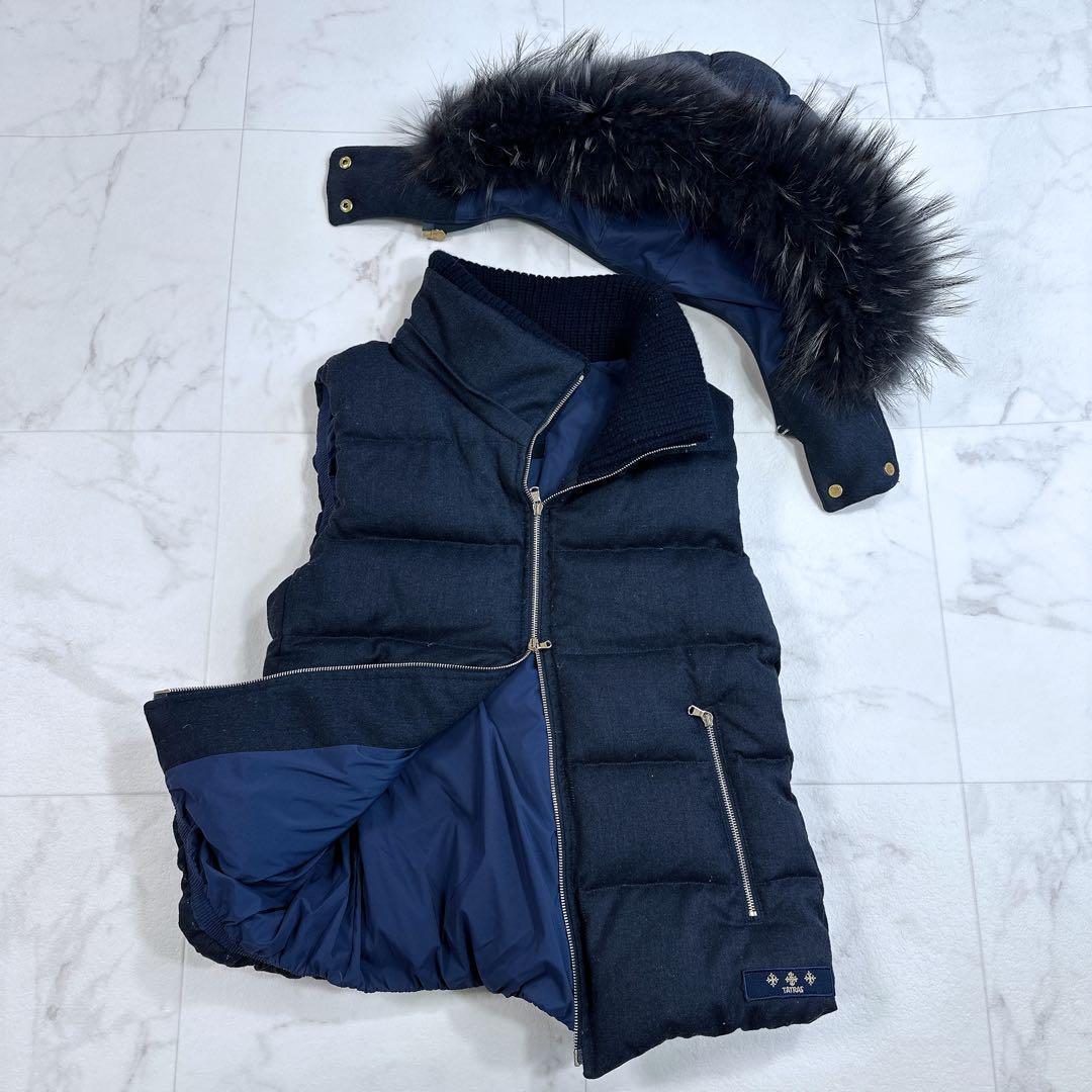 タトラス　ダウン　ベスト　LUSERA　02ネイビー　リアルファーフード　ウール