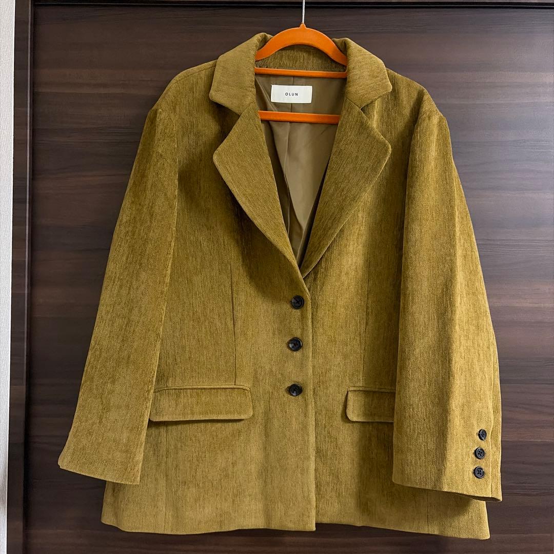 OLUN ルーズベーシックモールジャケット　マスタード