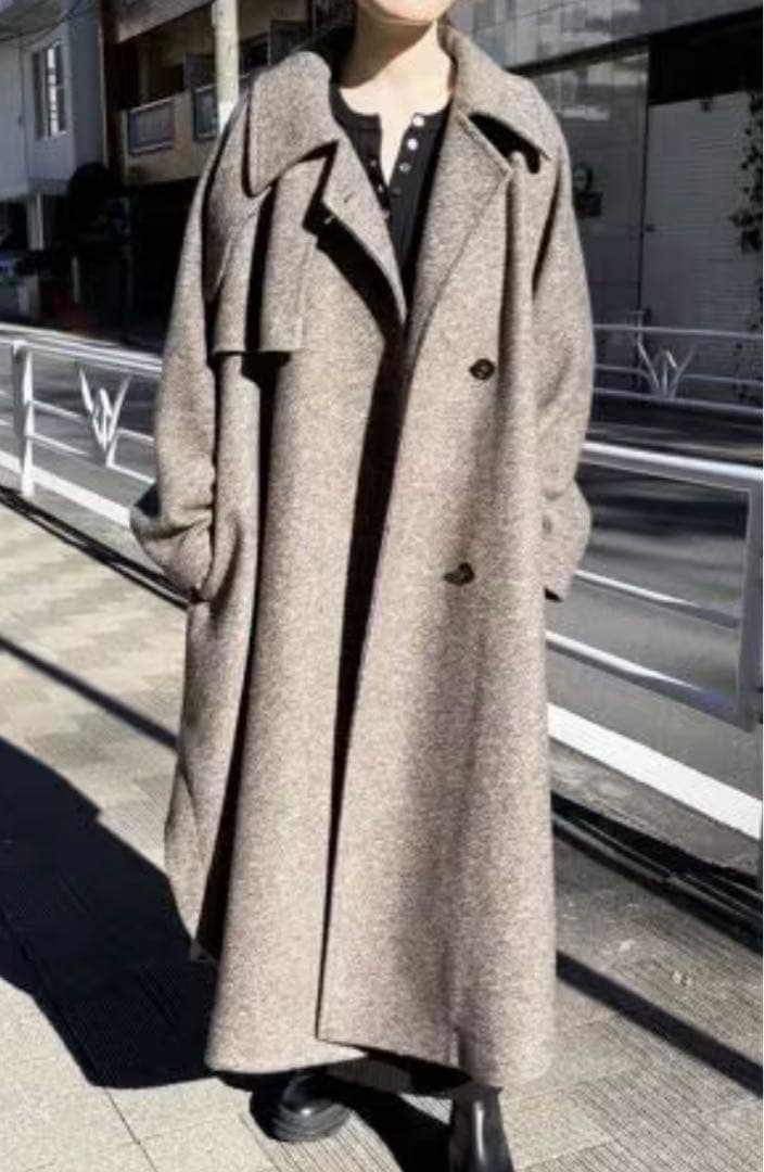 22AW スピック&スパン Ｗスライバー ヘリンボーン ボリュームコート 36