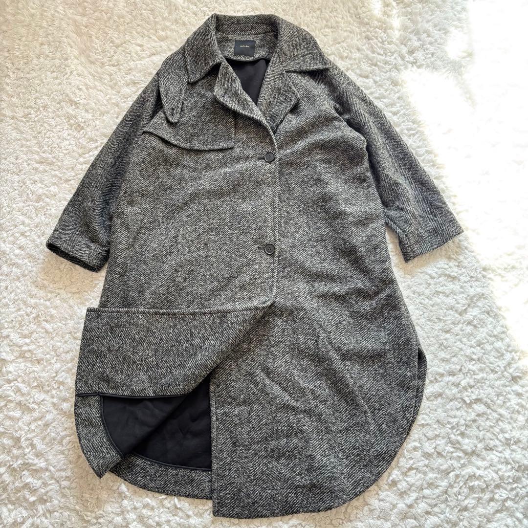 22AW スピック&スパン Ｗスライバー ヘリンボーン ボリュームコート 36