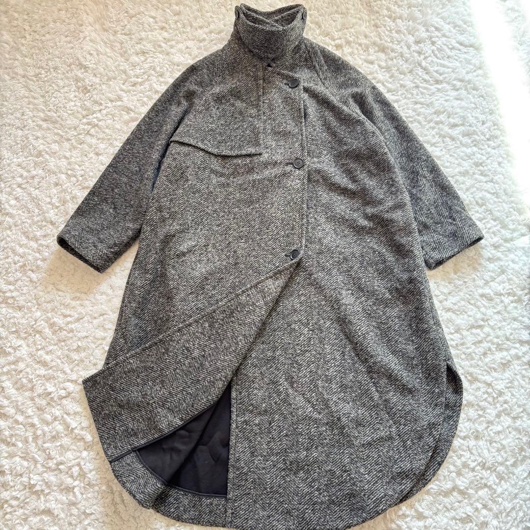 22AW スピック&スパン Ｗスライバー ヘリンボーン ボリュームコート 36