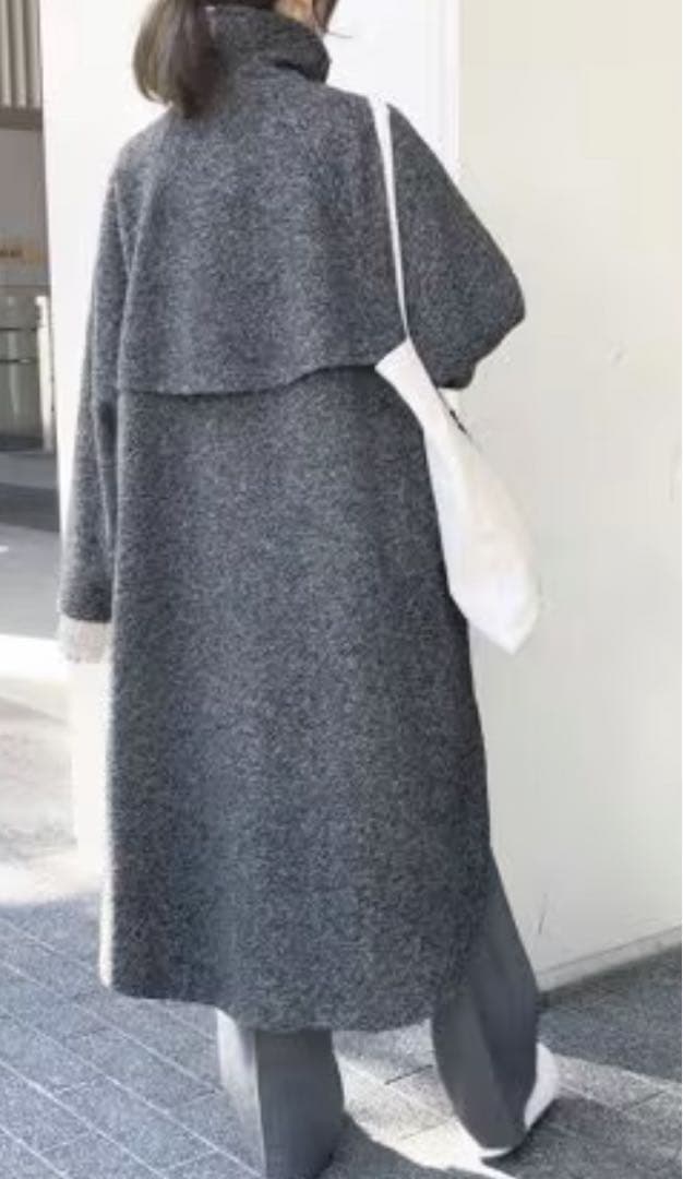 22AW スピック&スパン Ｗスライバー ヘリンボーン ボリュームコート 36