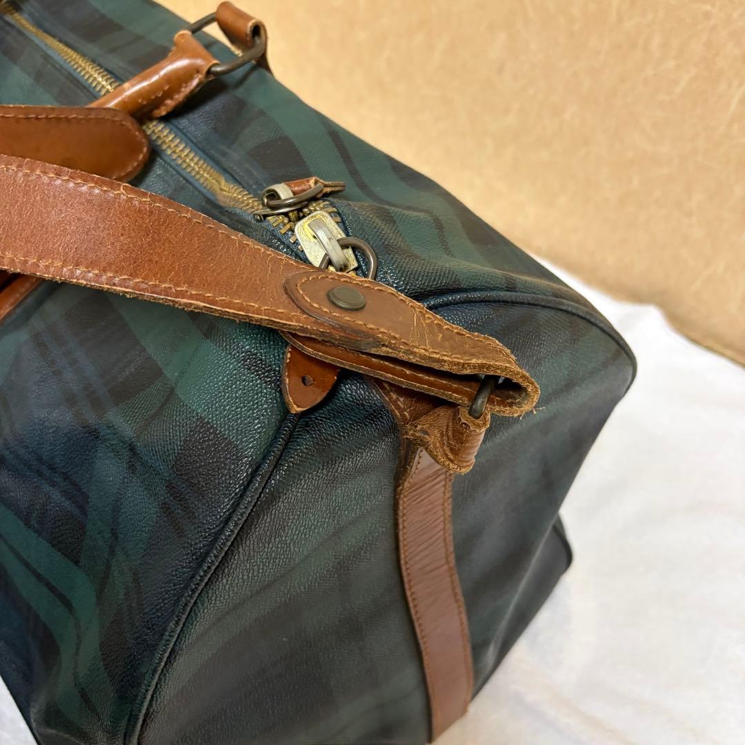 ポロラルフローレン レザーPVC 2way ブラックウォッチ ボストンバッグ