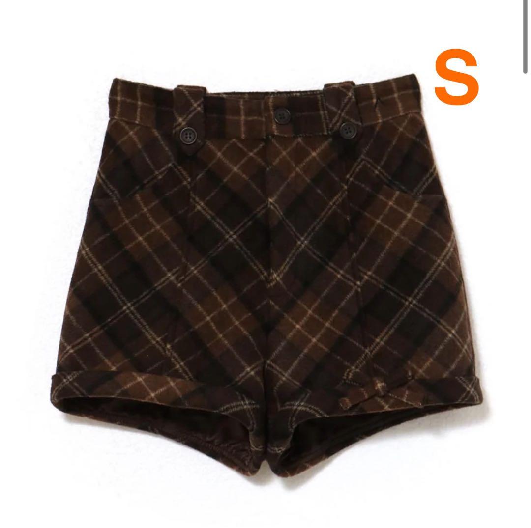 パンツ Ribbon check mini pants andmary