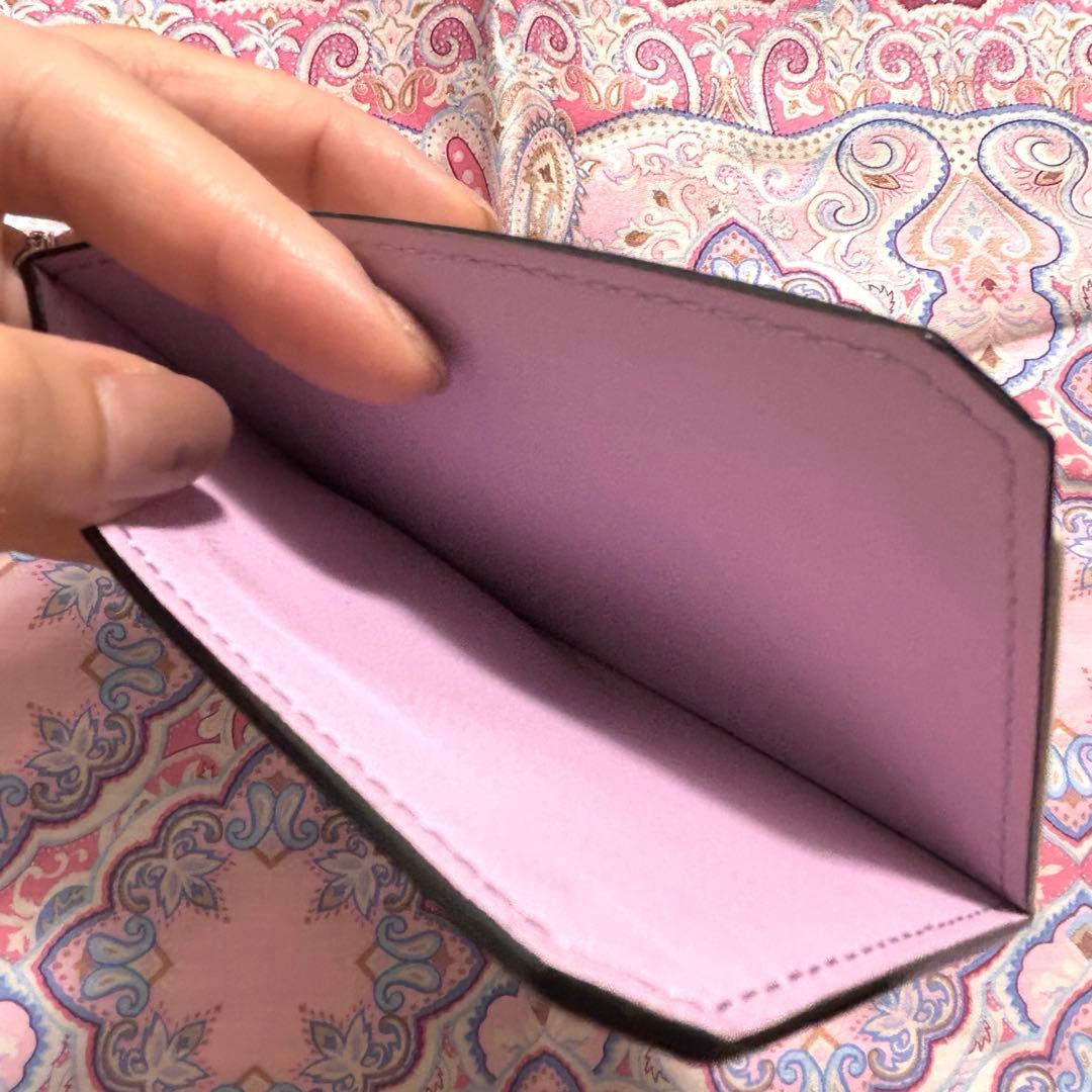 【美品】L'arcobaleno スマートミニウォレット　ライラック・ホワイト