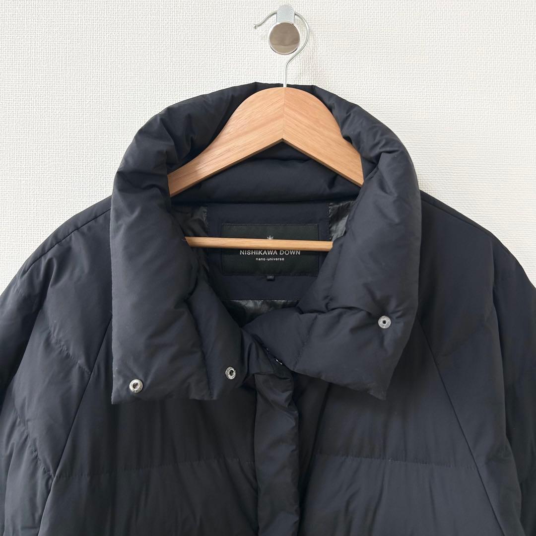 nano universe 西川ダウン　ダウンポンチョ　ブラック