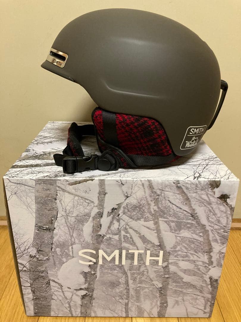 SMITH MAZEマットグレー ×チェックヘルメットMサイズ55-59センチ