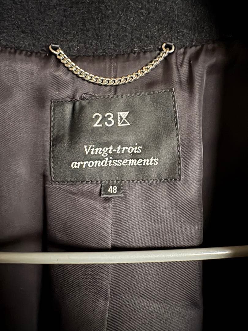 大きいサイズ 23区 ブラック ウールアンゴラチェスターコート 48サイズ