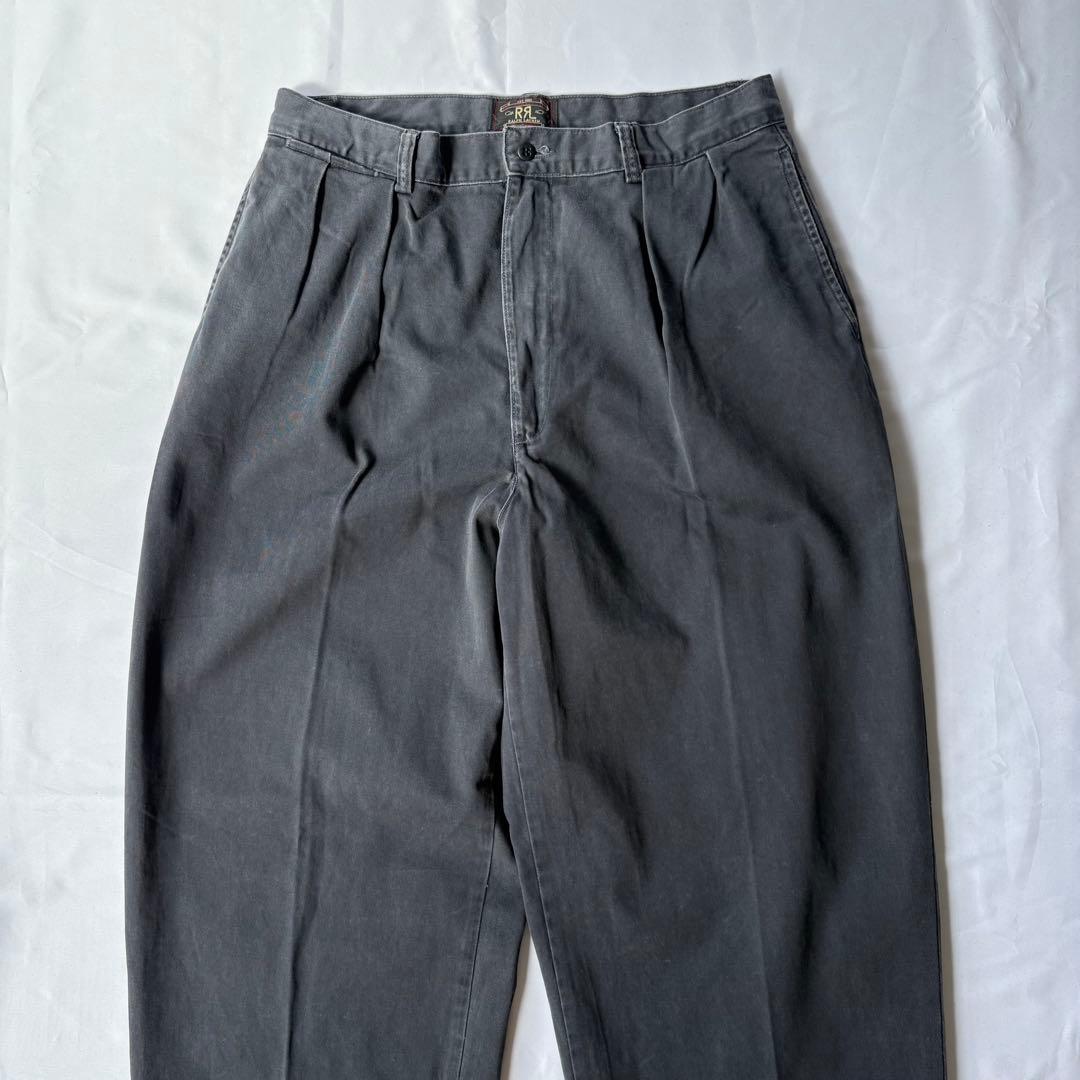 USA製 三つ星 RRL ダブルアールエル 墨黒 フェード 2タックトラウザー