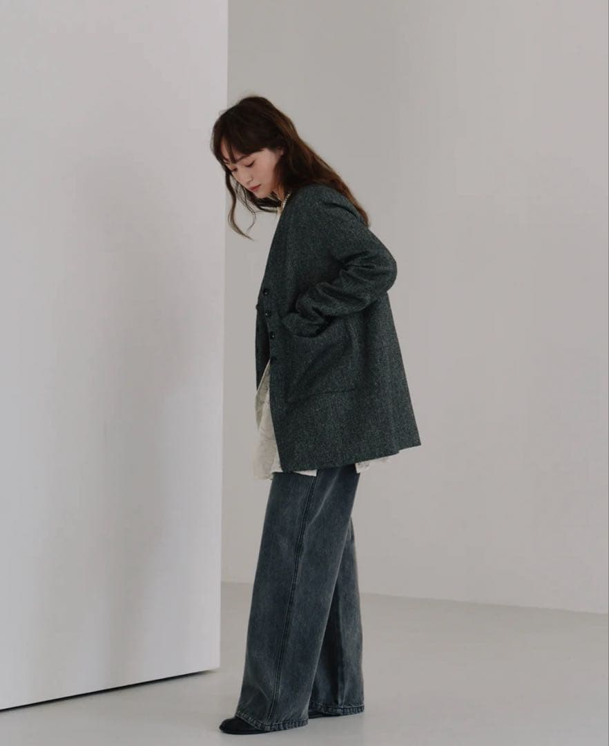 ジャケット・アウター hella silk nep collarless jacket