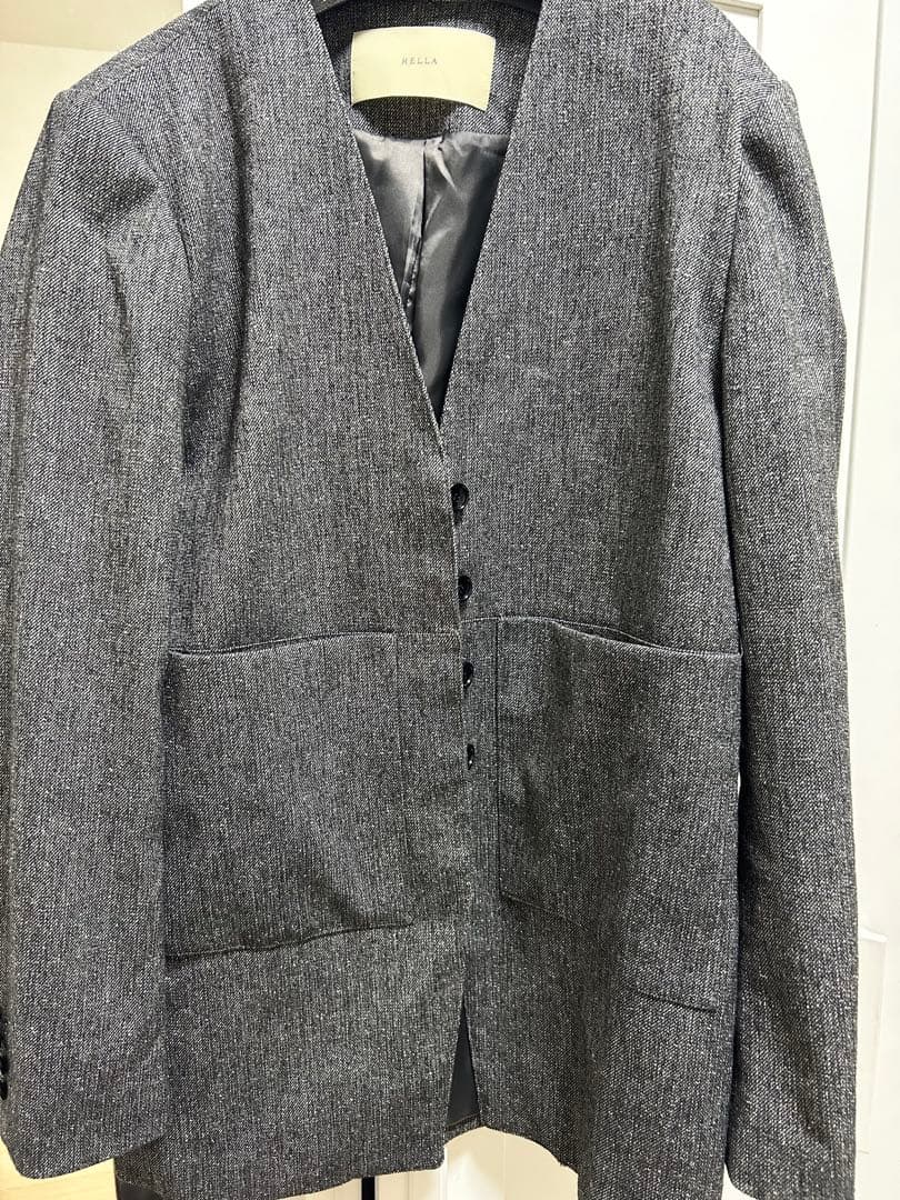 ジャケット・アウター hella silk nep collarless jacket