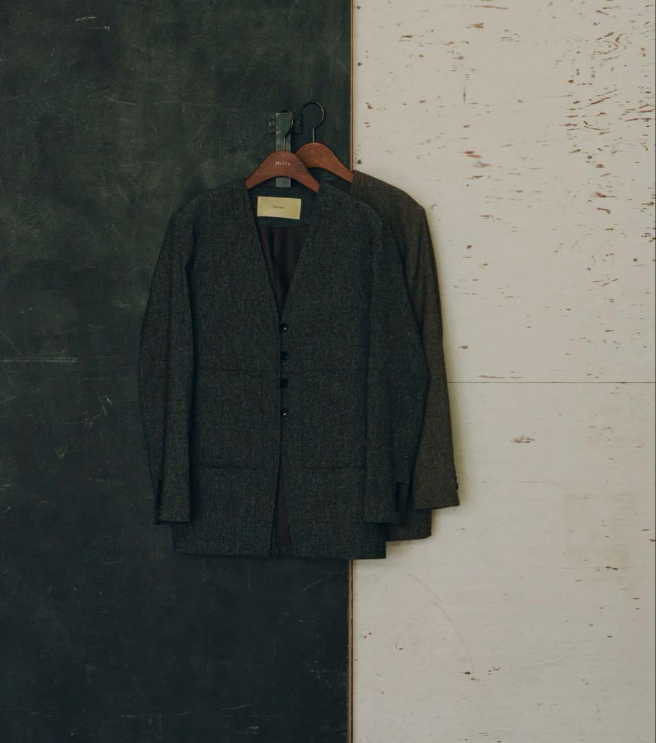 ジャケット・アウター hella silk nep collarless jacket