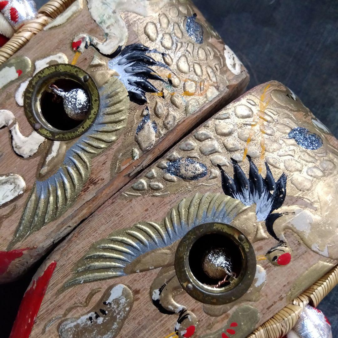 ぽっくり　こっぽり　金色の鶴 七五三　畳表20cmX6cm