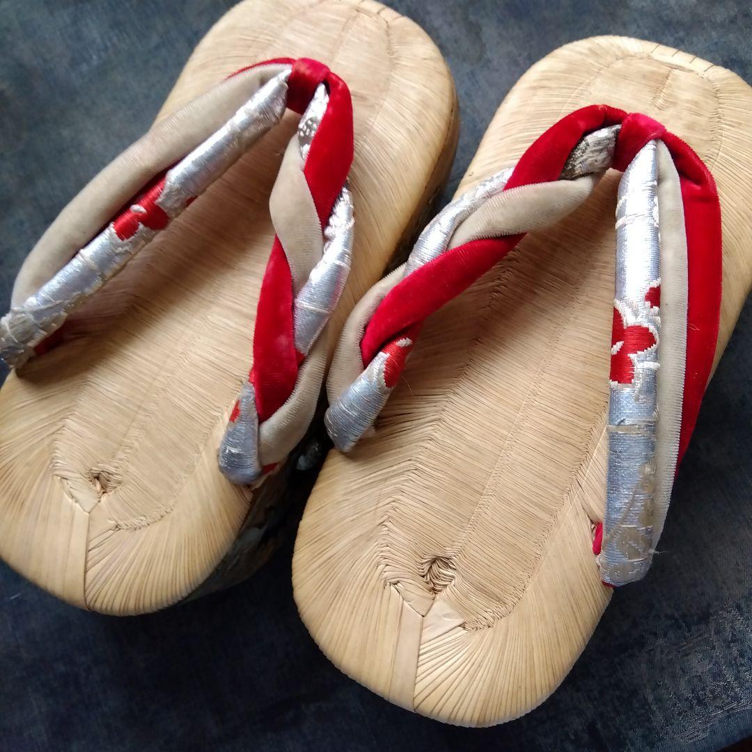 ぽっくり　こっぽり　金色の鶴 七五三　畳表20cmX6cm