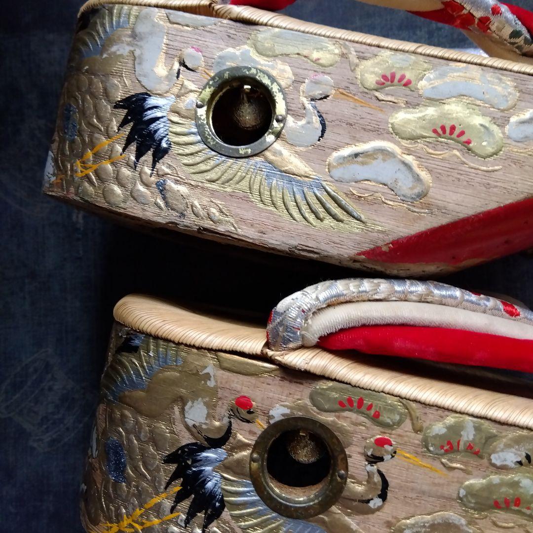 ぽっくり　こっぽり　金色の鶴 七五三　畳表20cmX6cm