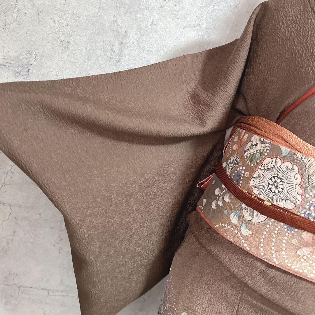 おまとめ割　訪問着フルセット　着物　正絹　辻ヶ花　ベージュ　ブラウン　大人可愛い