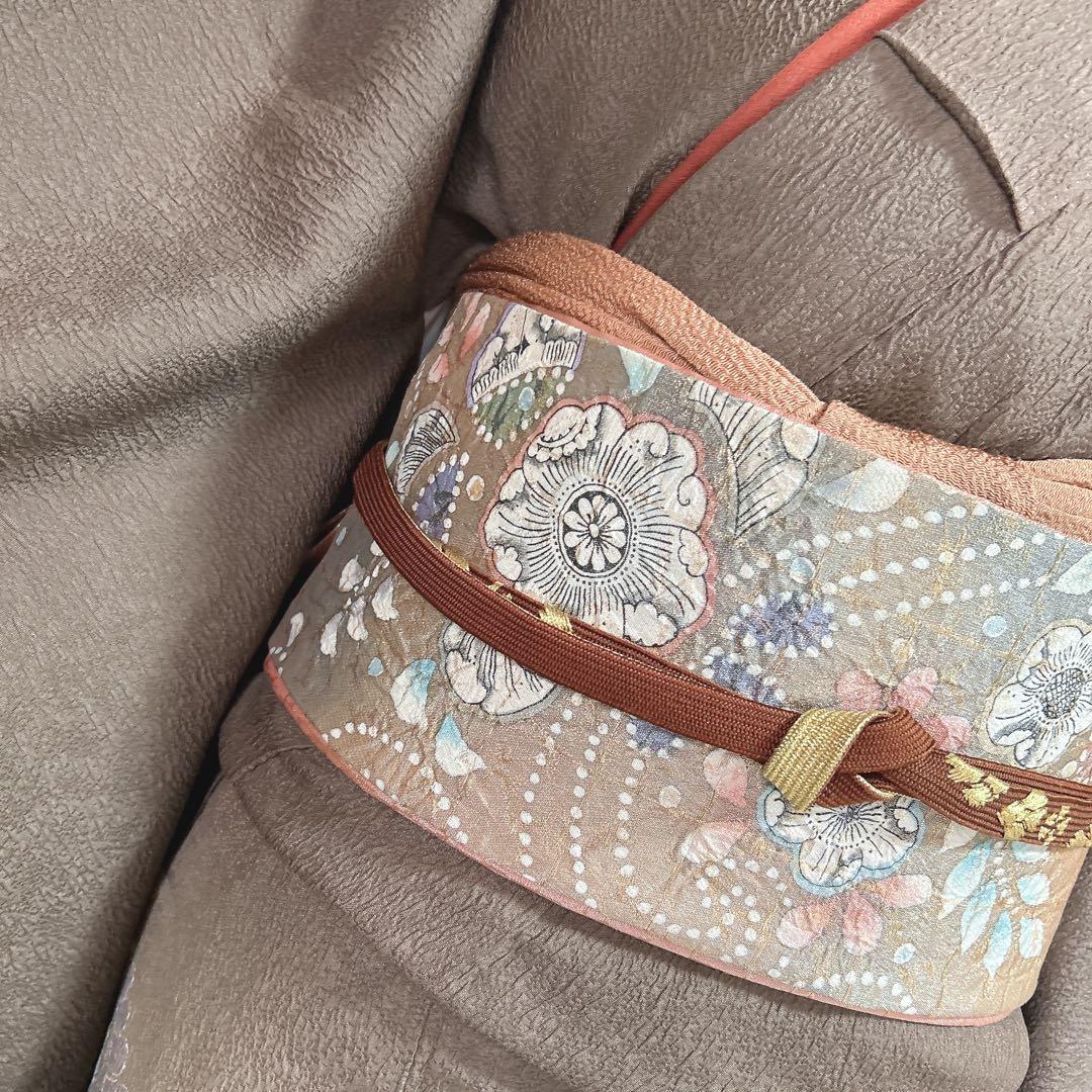 おまとめ割　訪問着フルセット　着物　正絹　辻ヶ花　ベージュ　ブラウン　大人可愛い