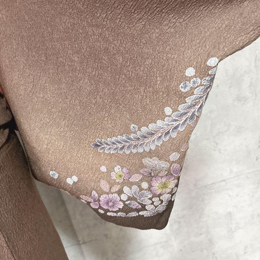 おまとめ割　訪問着フルセット　着物　正絹　辻ヶ花　ベージュ　ブラウン　大人可愛い