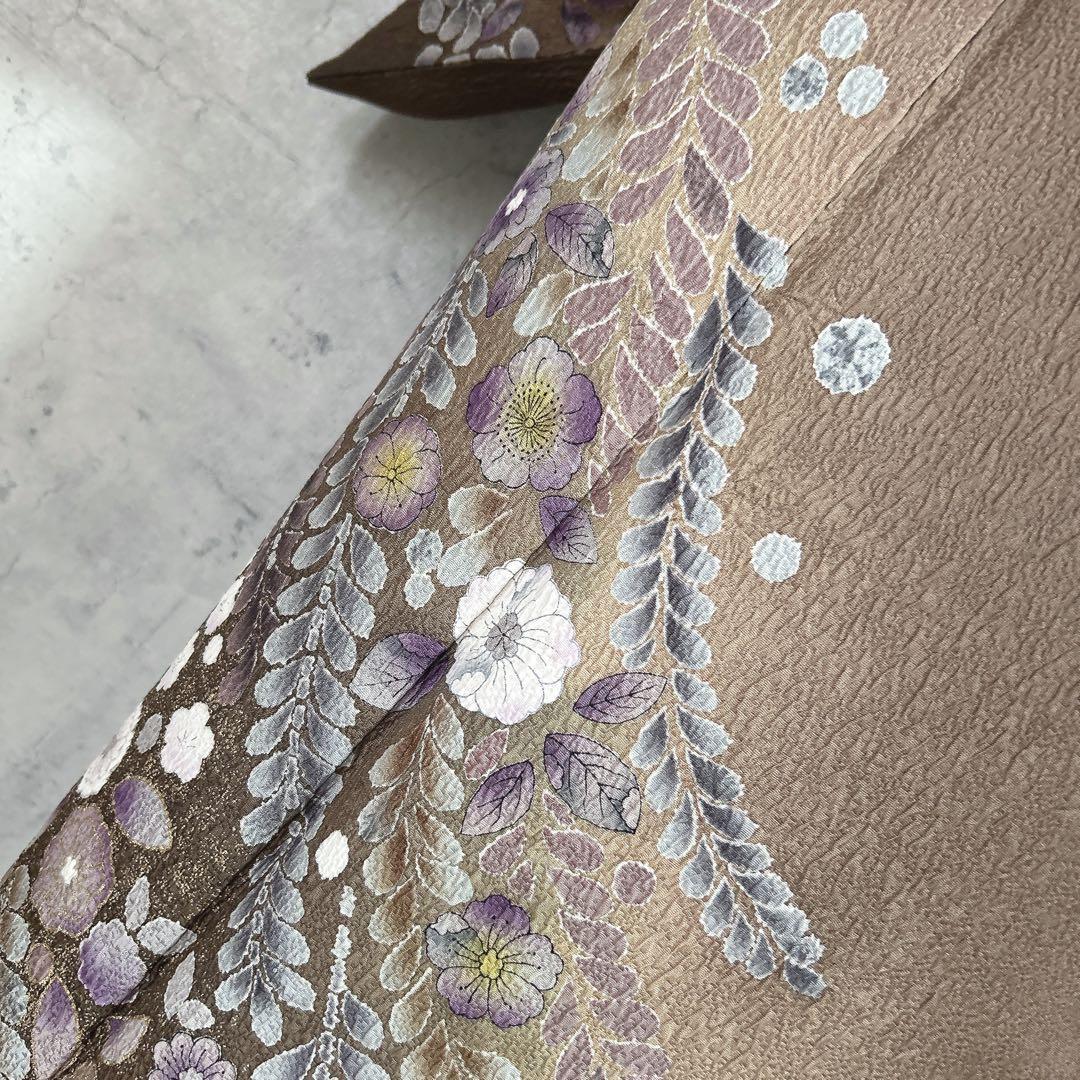 おまとめ割　訪問着フルセット　着物　正絹　辻ヶ花　ベージュ　ブラウン　大人可愛い