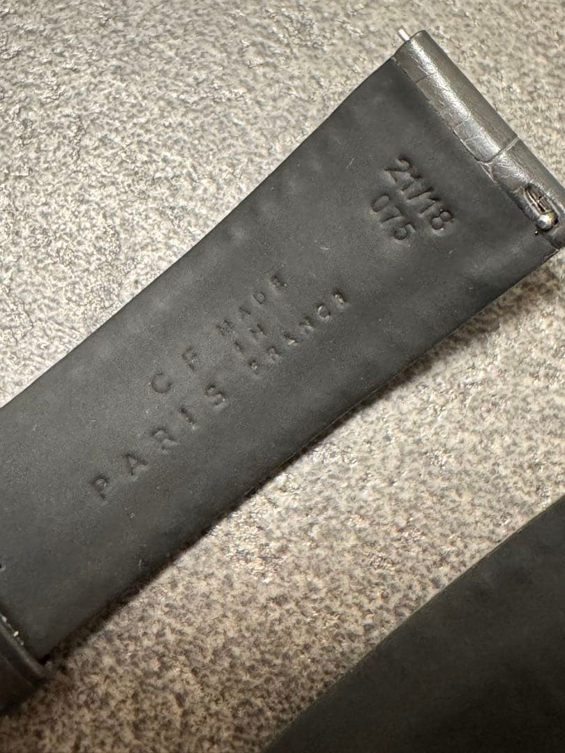 カミーユフォルネ 21mm 時計ベルト アリゲーターマット竹斑 グレー