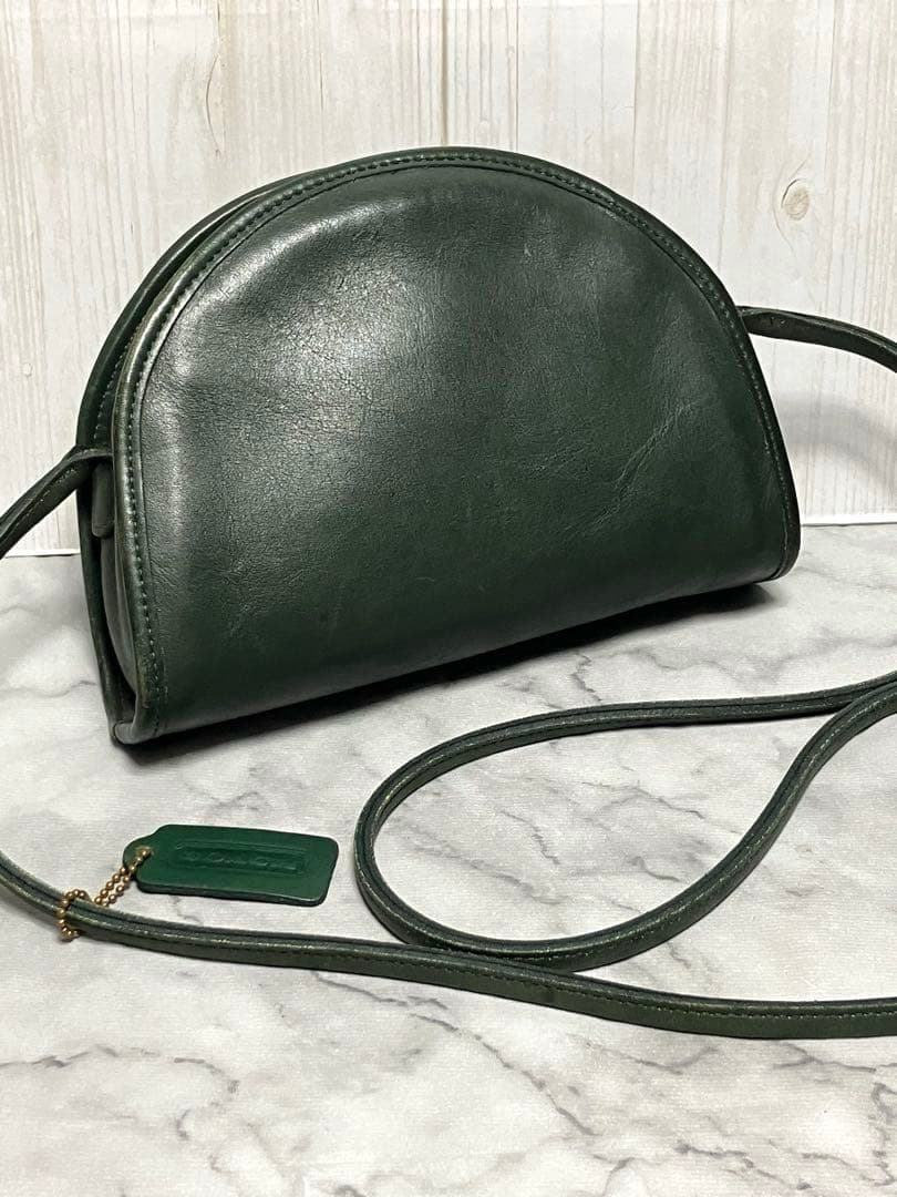 COACH オールドコーチ　ハーフムーン　ダークグリーン　ミニショルダーバッグ